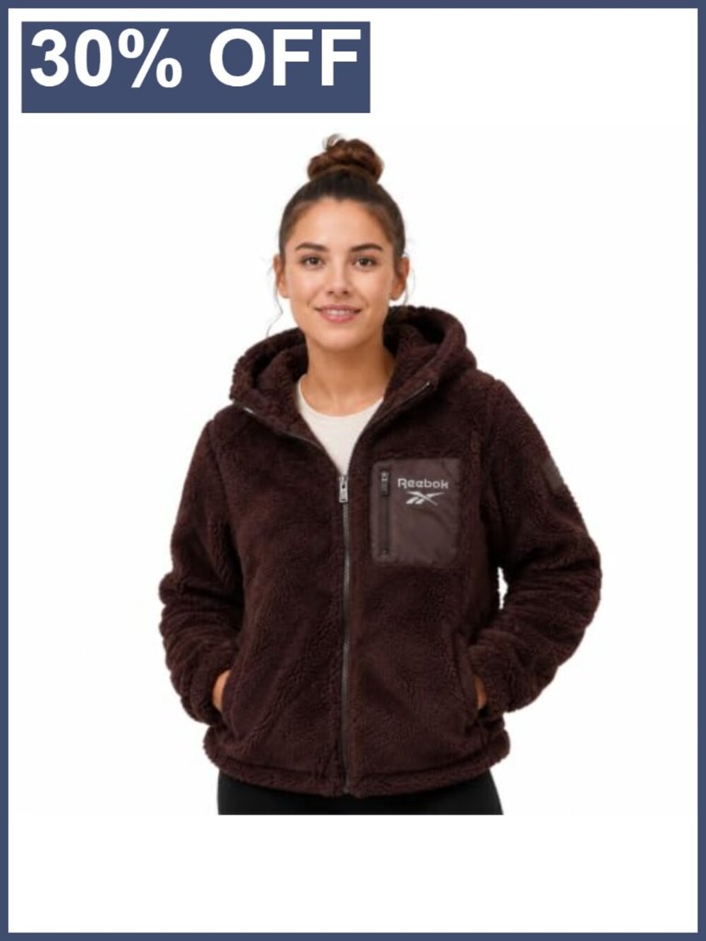 Sherpa Fleece Jacket Midweight Zip-Up Hooded Winter Coat